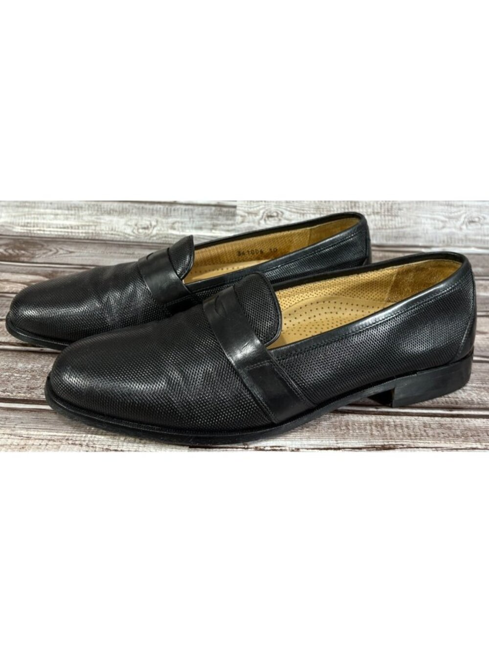 Martin Dingman Textured Leather Dress Penny Loafer sz 10 color black made Italy